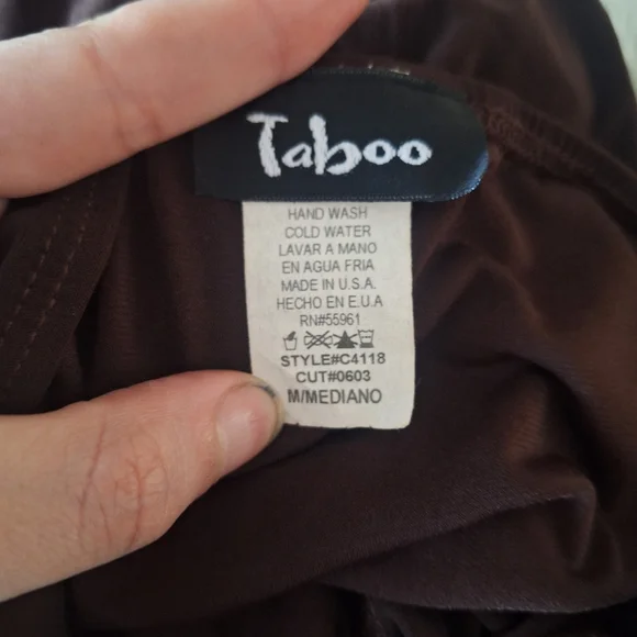 Taboo Vintage Y2K Espresso Brown Asymmetrical Hem Halter Mini Dress M - Picture 8 of 9